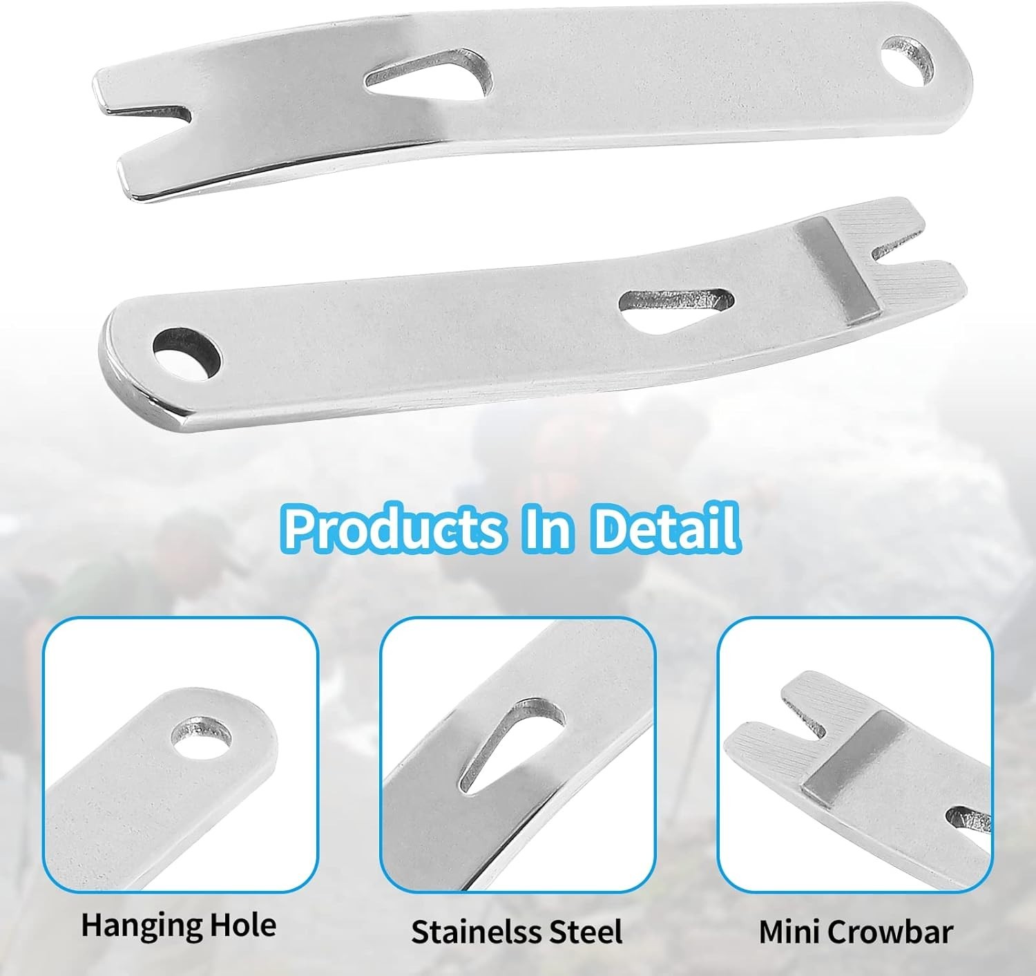 4 Pcs Mini Crank Crowbar, Stainless Steel Mini EDC Pry Bar Keychain Multi-fun…