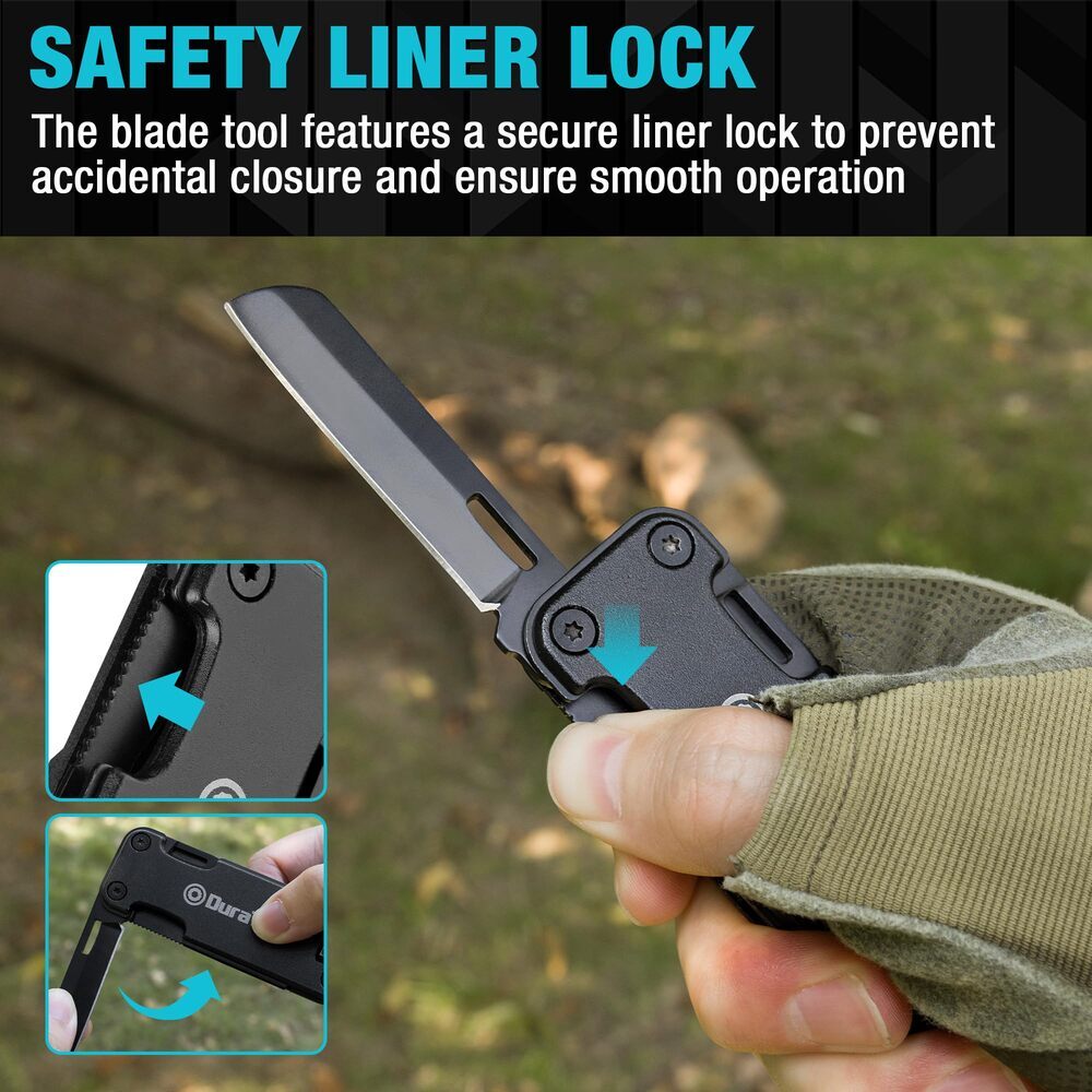 DuraTech 16-in-1 Multitool Knife EDC Pocket Multi Tool Locking Blade Rope Cutter