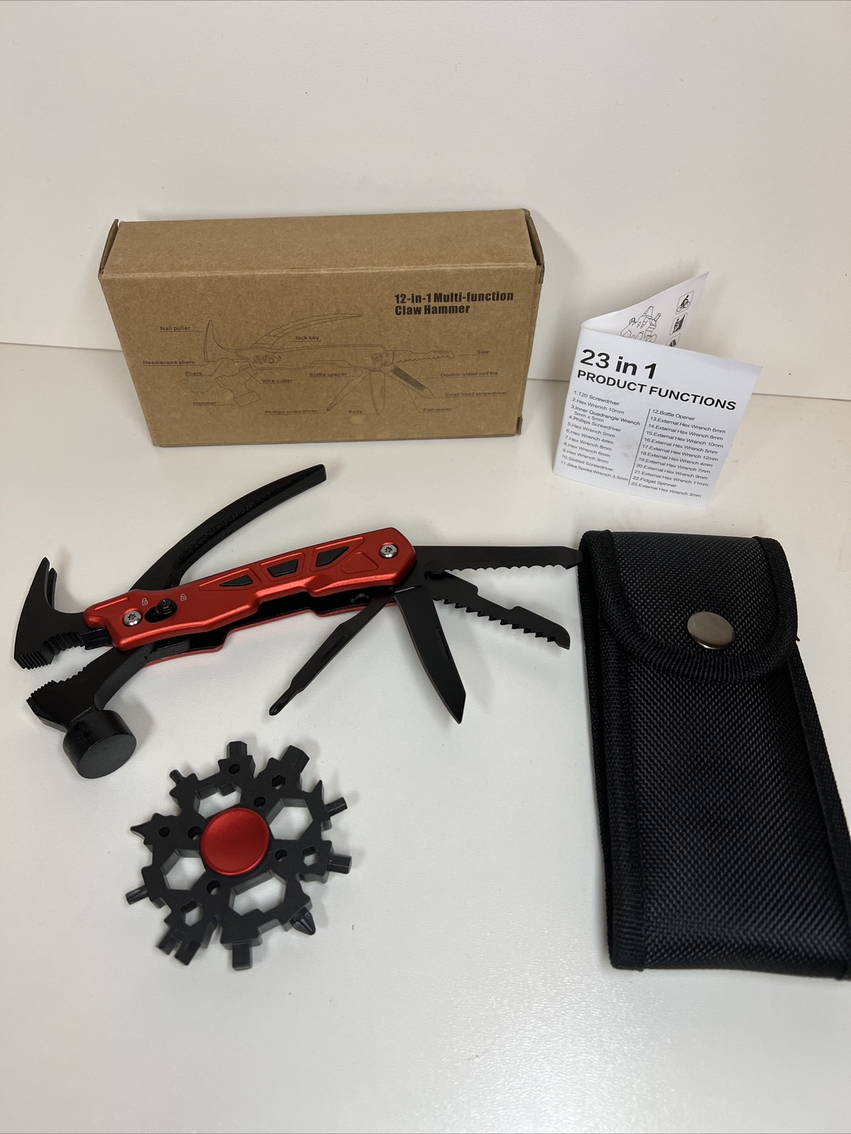 13 in 1 Multi-Function Hammer Stainless Steel Tool Wrench Pliers Blade Knife