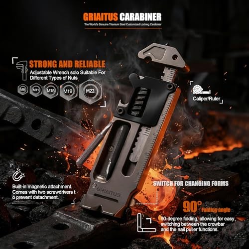 EDC Gear Pry Bar EDC 7 in 1 Multitool with Keychain, Bottle Opener,