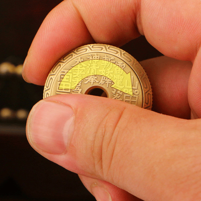 Solid Brass Fidget Slider Clicker Coin Tai Chi Haptic for Adult EDC Lucky Toys