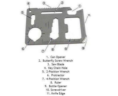 SELF-DEFENSE credit card EMERGENCY survival tactical 11 IN 1 MULTI tool/KNIFE🔥