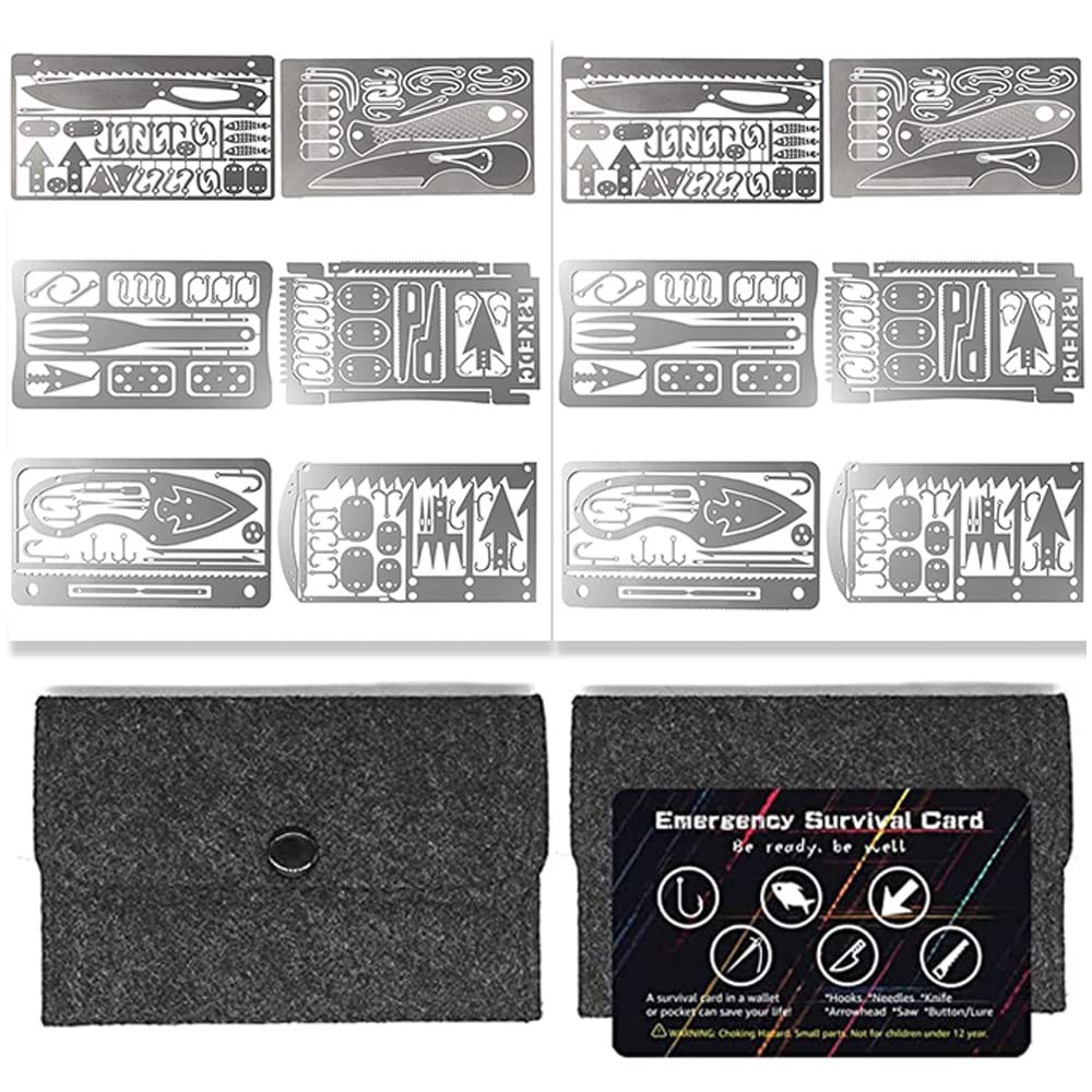 12 Pcs Survival Multitool Card Set – Emergency Camping EDC Kit for Outdoor Gear,