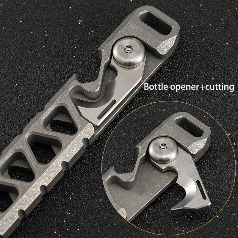 Solid Titanium Alloy EDC Multi Tools Pry Bar Pocket Crowbar Opener Screwdriver