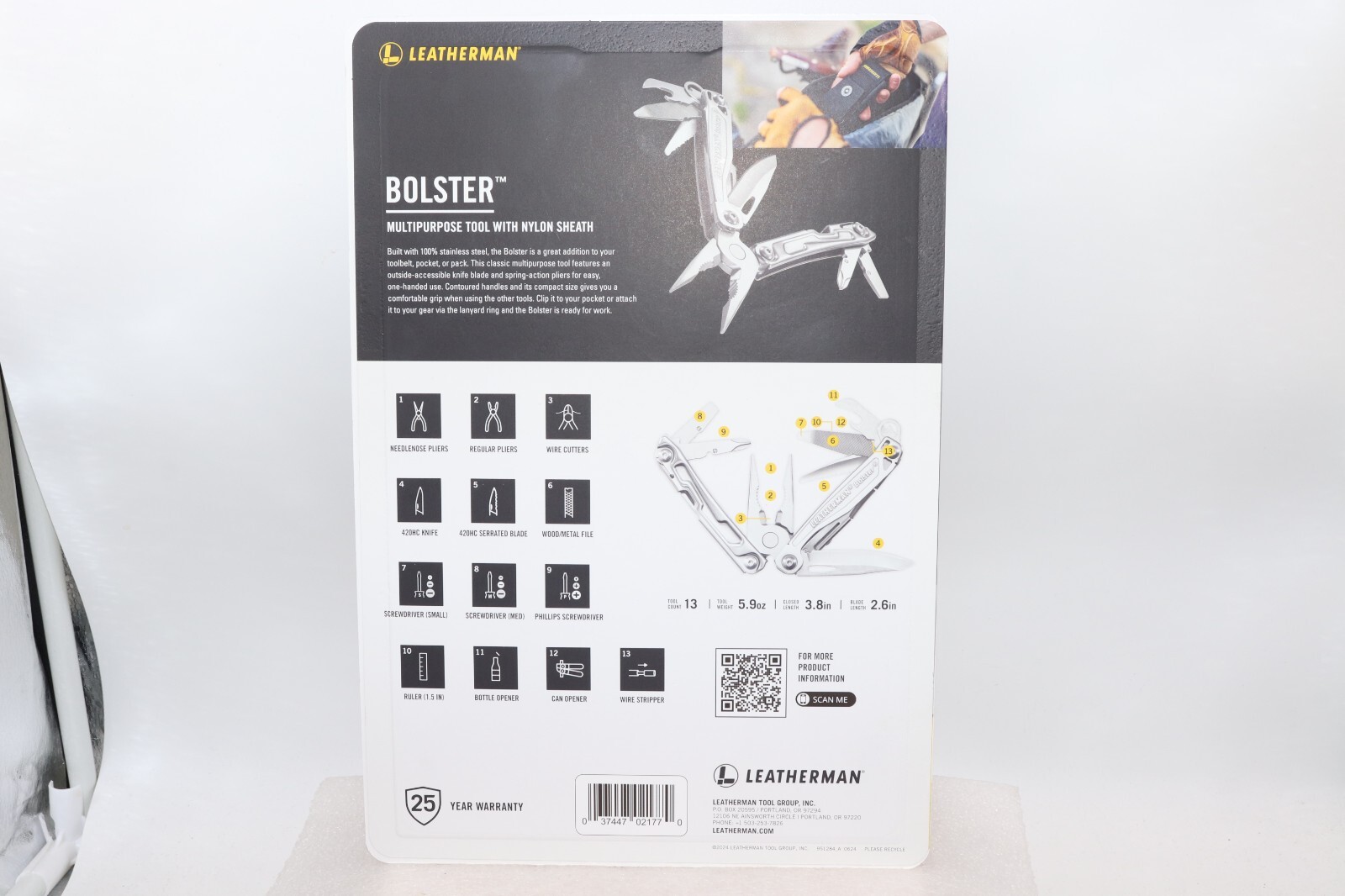 LEATHERMAN BOLSTER 13 TOOL MULTI-TOOL W/SHEATH NIB! 25 YEAR WARRANTY MADE USA