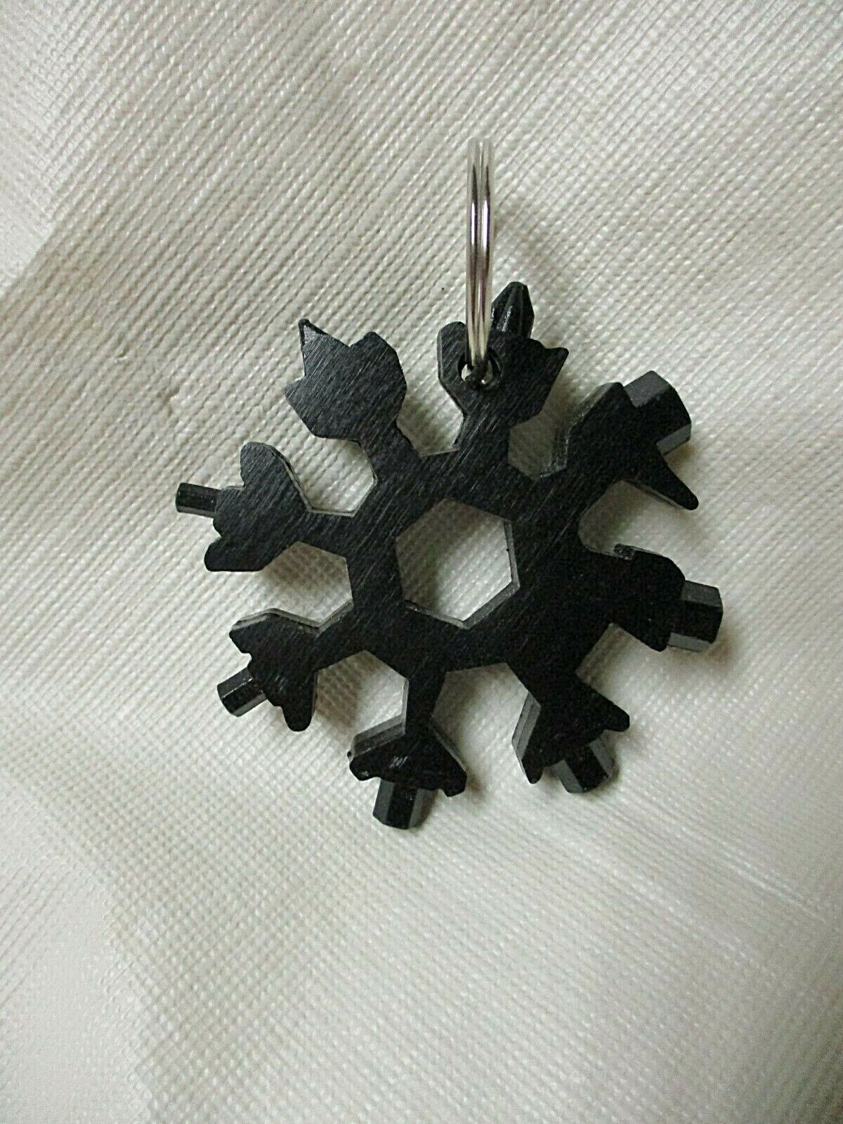 Black Metal Tool MultiTool Portable Snowflake Shape Key Chain Screwdriver