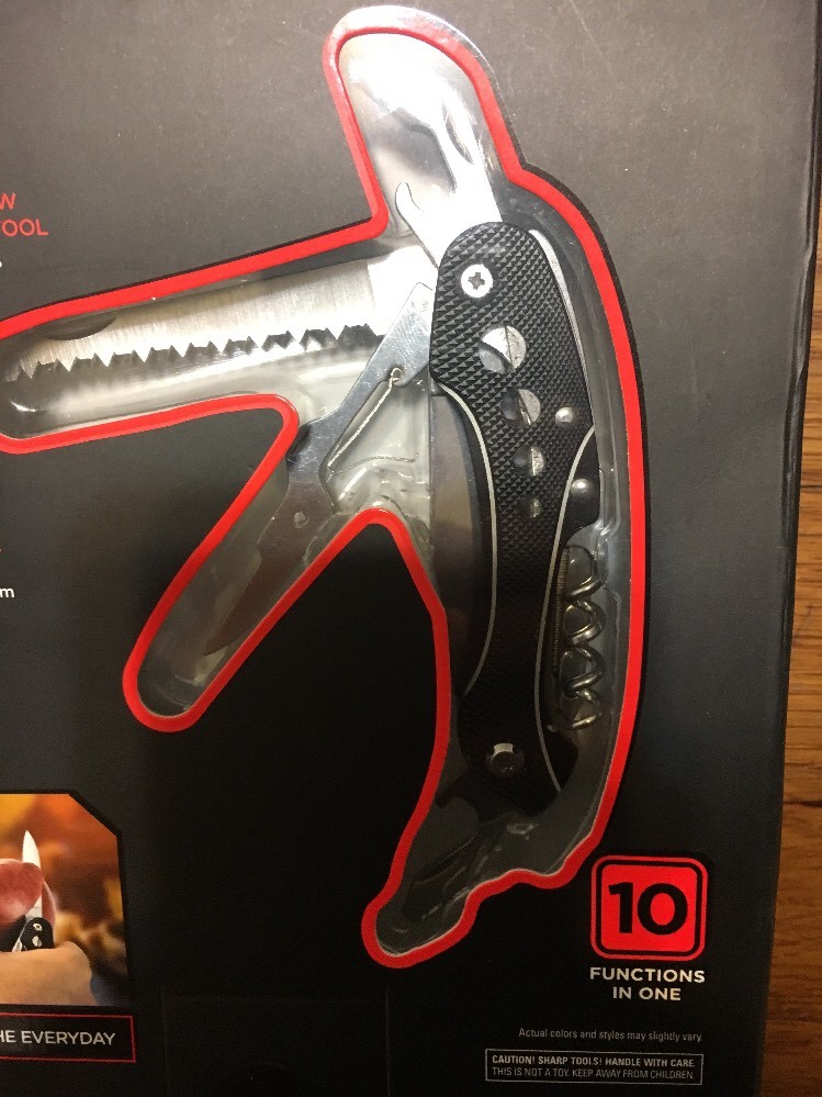 Smart Gear Stainless Steel Outdoor Multi-Tool – 10 Functions Pocket Tool – NIB