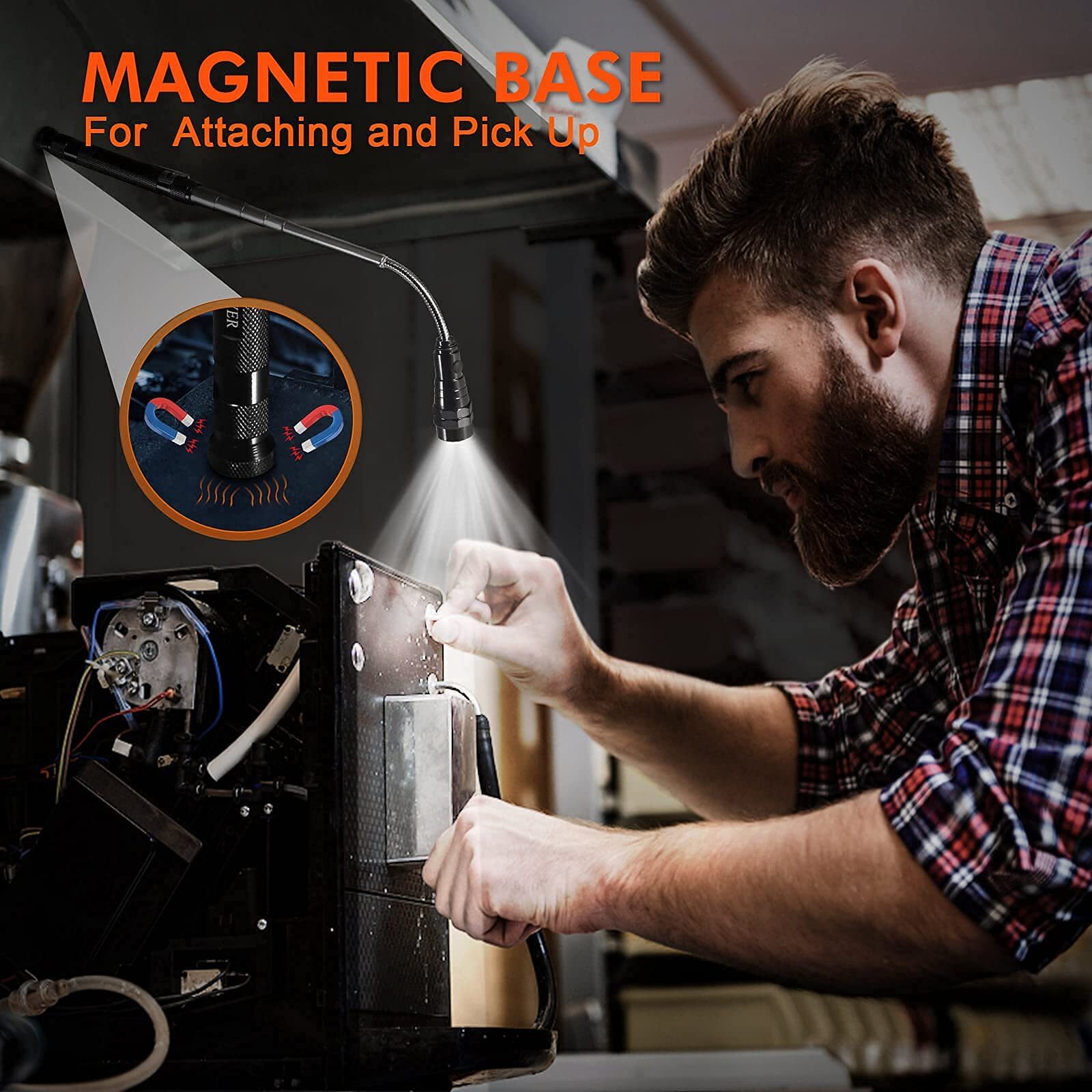 LED Magnetic Pickup Tool: Telescoping, Lighted DIYers/Handymen – Gift for Men