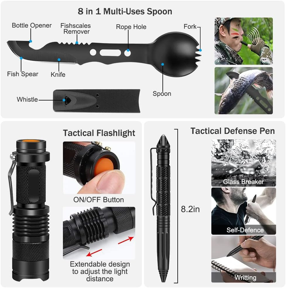 Professional Survival 235 Pcs Gear First aid Tool Gift for Men Camping Outdoor
