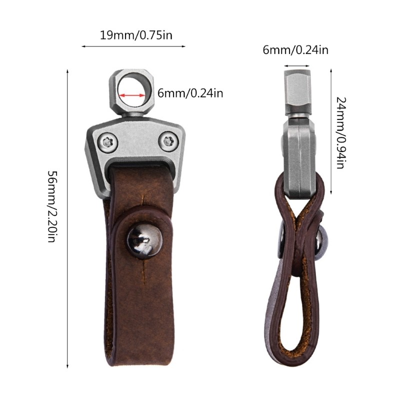 Titanium Alloy Rings Leather Car Keychain Clip Heavy Duty Belt Clip Carabiner