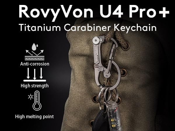 Compact Titanium Carabiner Keychain Multitool with Folding Knife & Screwdriver S