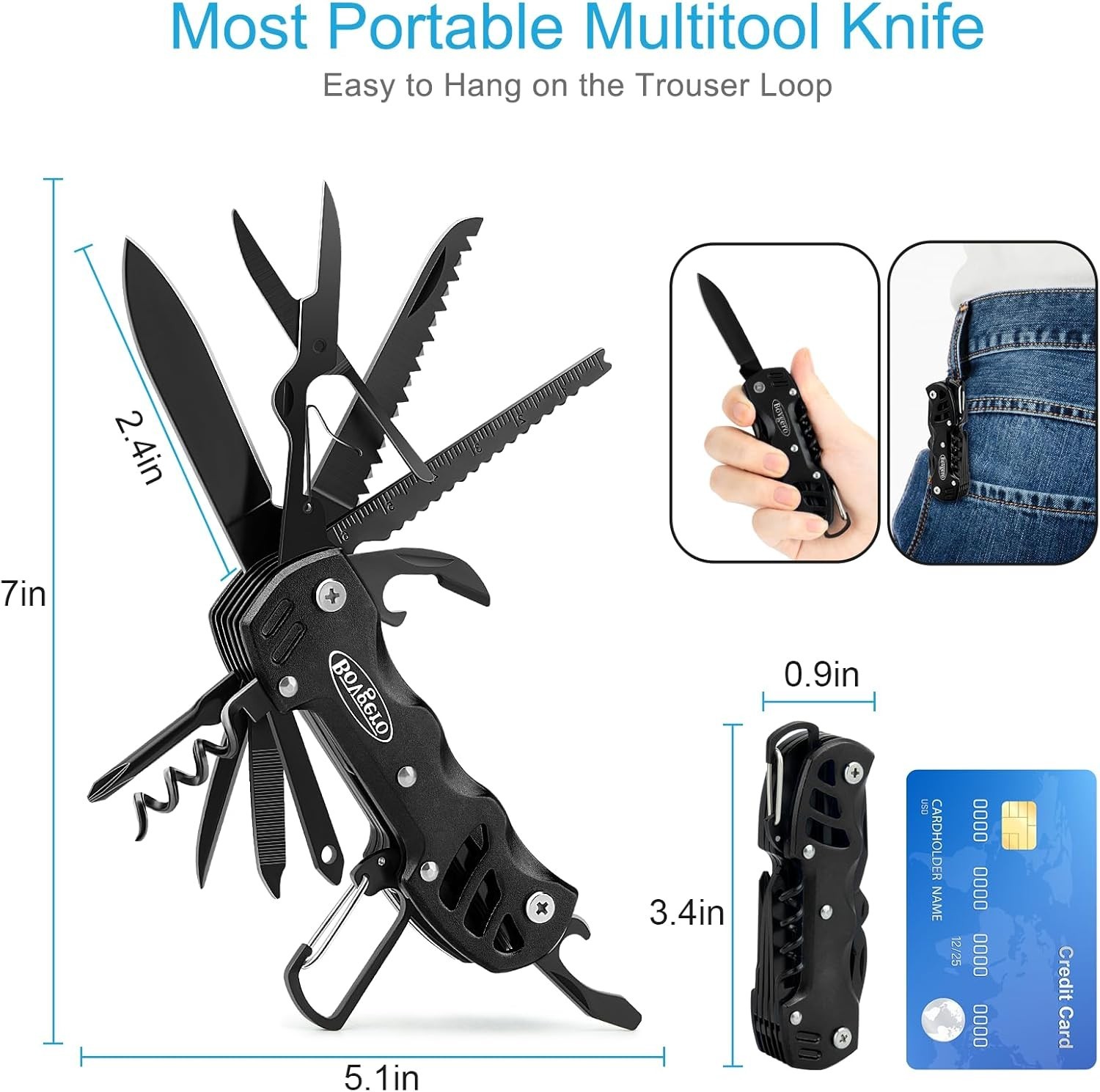 16 In 1 Multitool Pocket Knife Folding Camping Survival Tool for Hiking