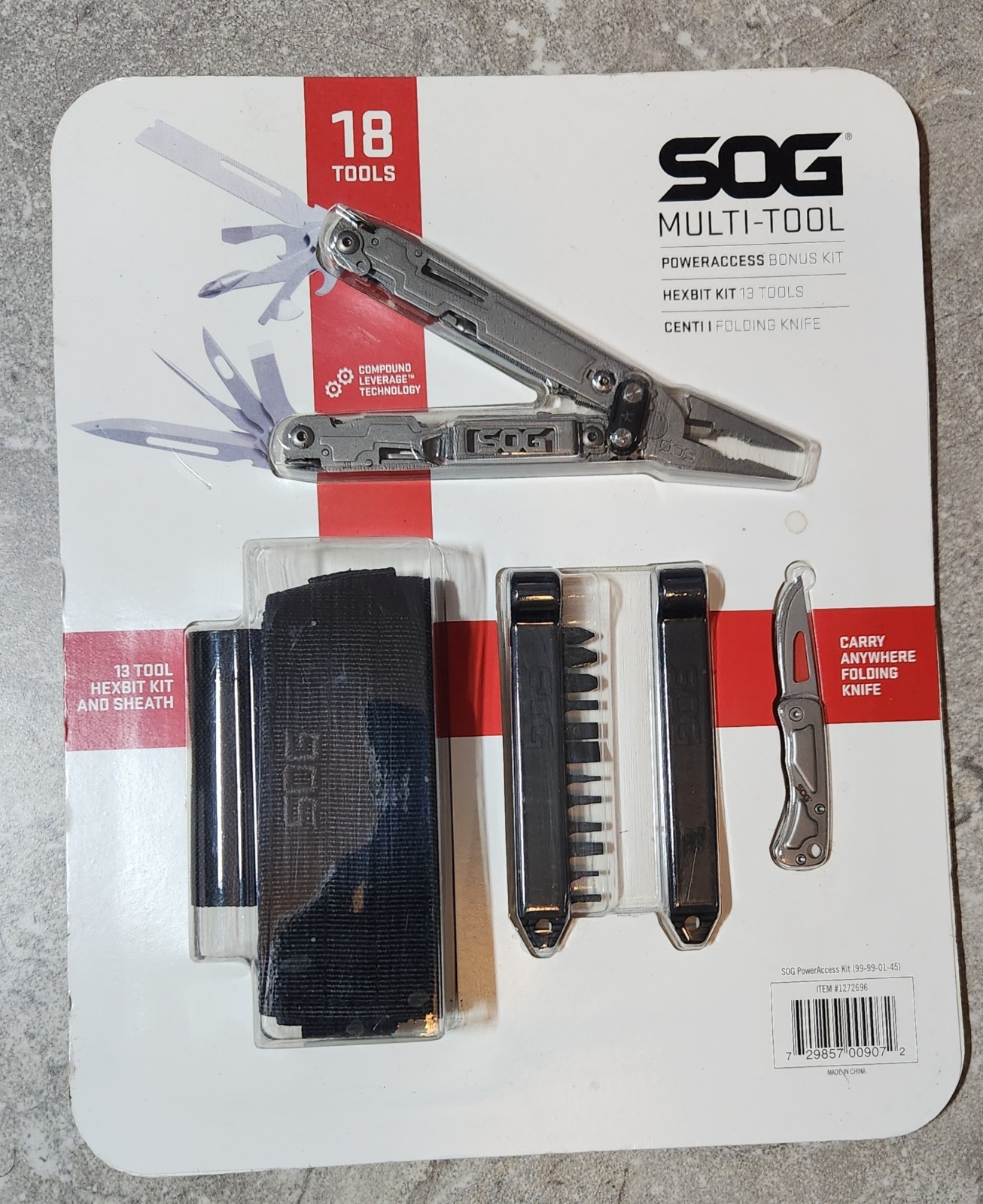 SOG 18 PowerAccess Multi-Tool Bonus Kit with 13 Hex Bit Sheath and Centi I Knife