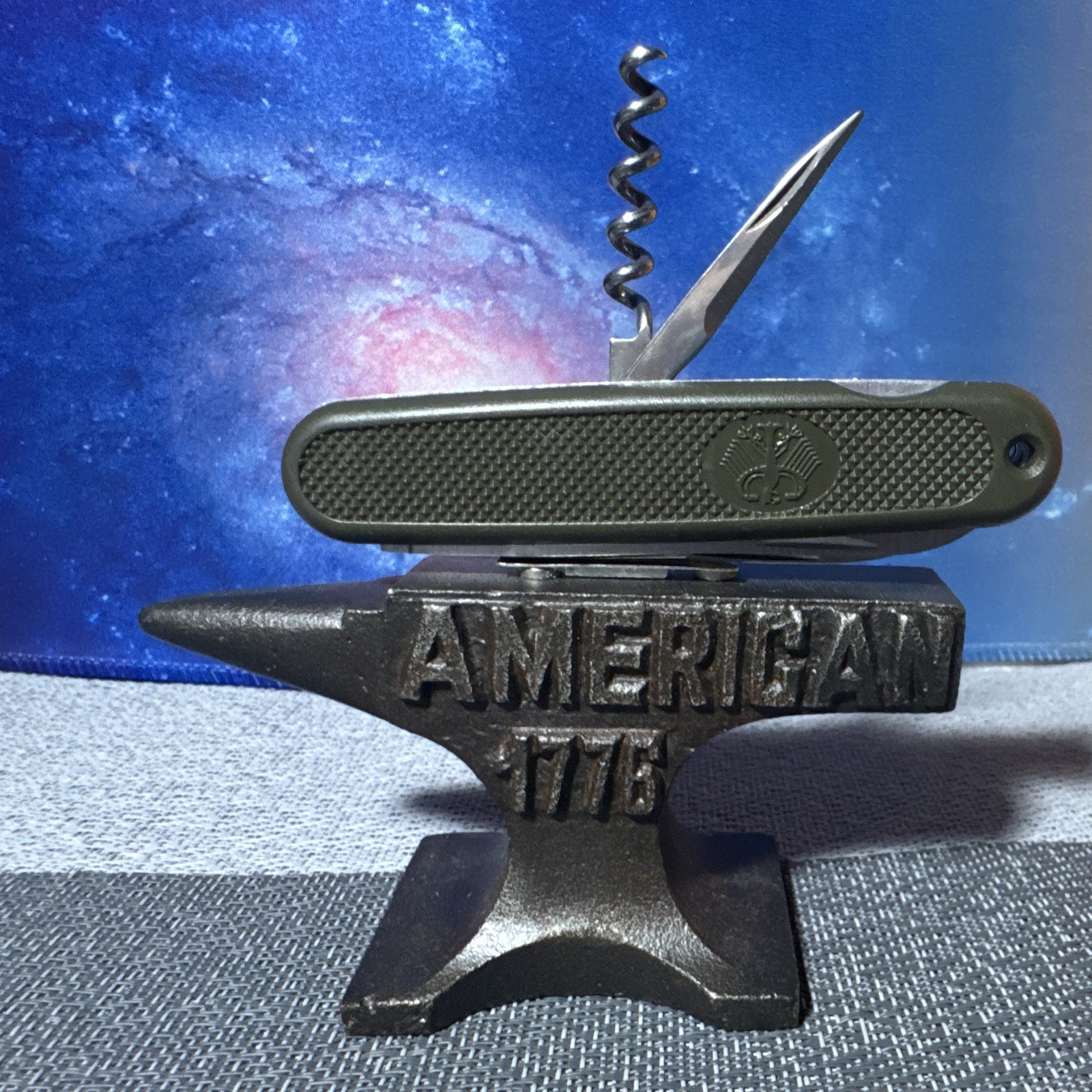 Bundeswehr MI212 Green Multi-Tool Knife 4 Tools Stainless 3in Blade Lanyard