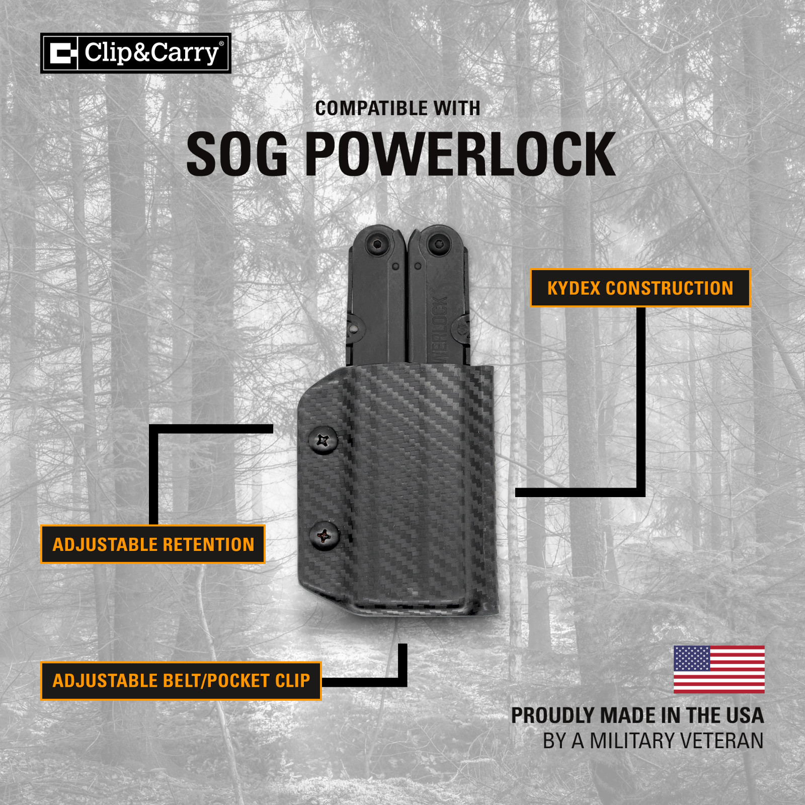 Kydex Multitool Sheath fits SOG Powerlock – USA MADE