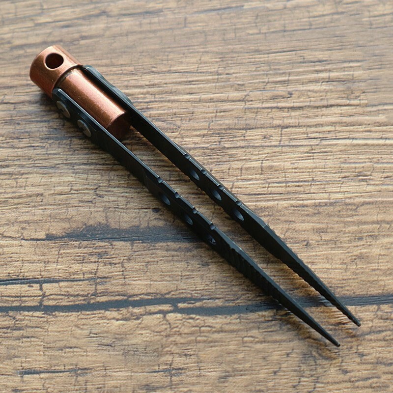 EDC Titanium + Red-copper CNC Tweezers Portable Antiskid Outdoor Camping Tool