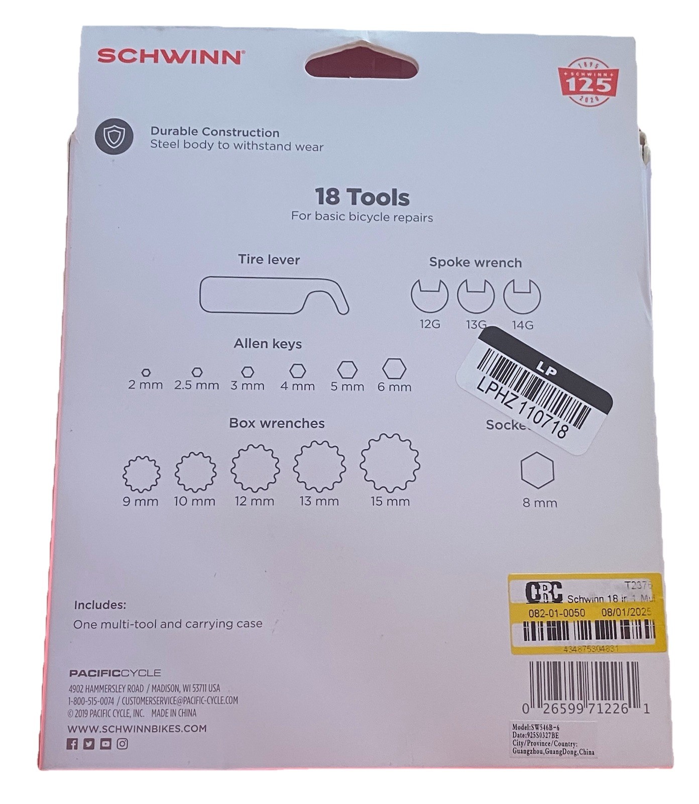 Schwinn Bike 18 in 1 Multi-Tool Bicycle Repair Tire Lever Allen Keys Wrenches