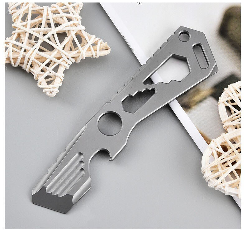 EDC Titanium Stainless Steel Multitool Card Crowbar Opener Outdoor Pry Bar Tool