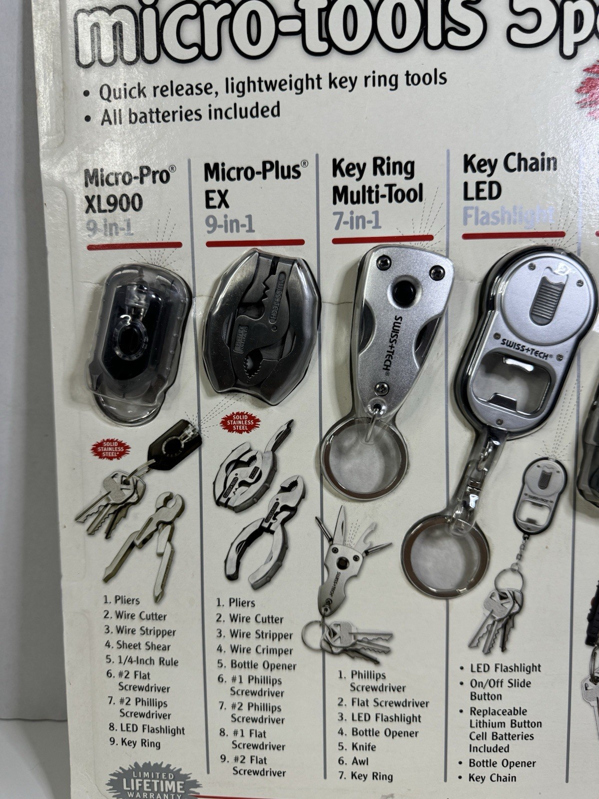 SWISS TECH Micro Tool 5 Pc Set XL900 Key Ring Flashlight Wrench Screwdriver NEW