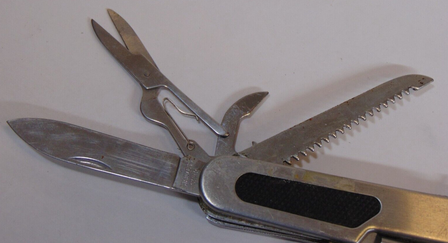 Vintage Multi Tool Pocket Knife Folding Scissors Screw Opener 10 Tools Versatile