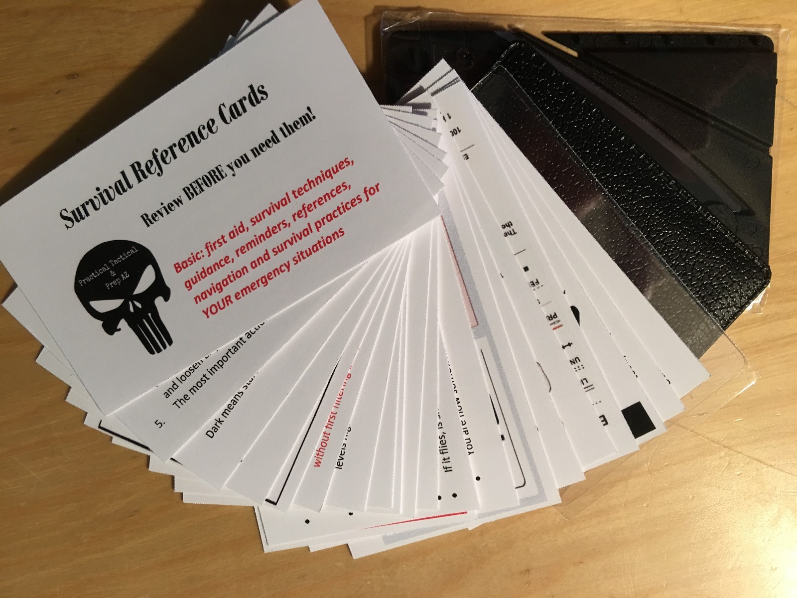 Survival tool, cards, first aid tips, credit card knife glass tool, BoB, GHB