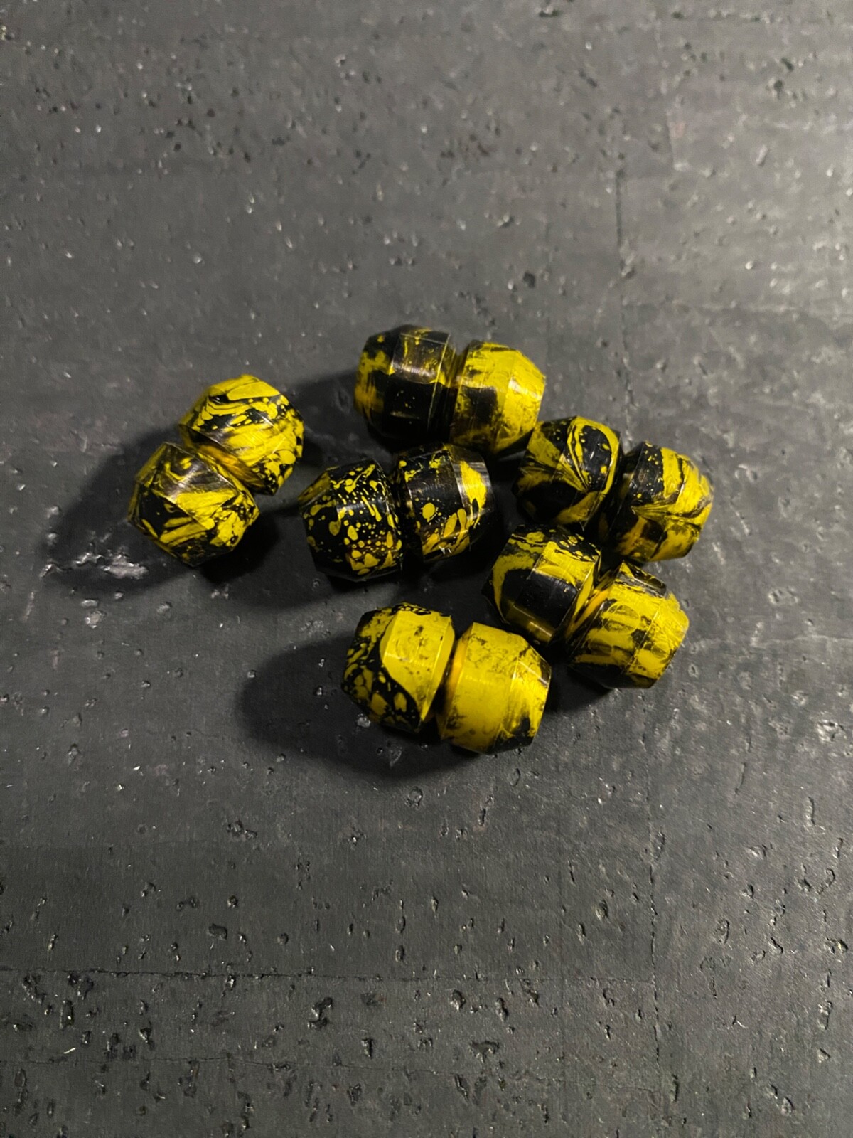 EDC Knife Tool Paracord Beads Aluminum Alloy Yellow w/ Black Blood Splatter