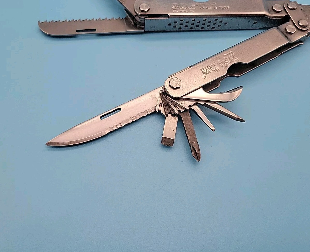 SOG Power Plier Multi-Tool – Rare Blunt Nose Pliers – Pocket Knife – Silver