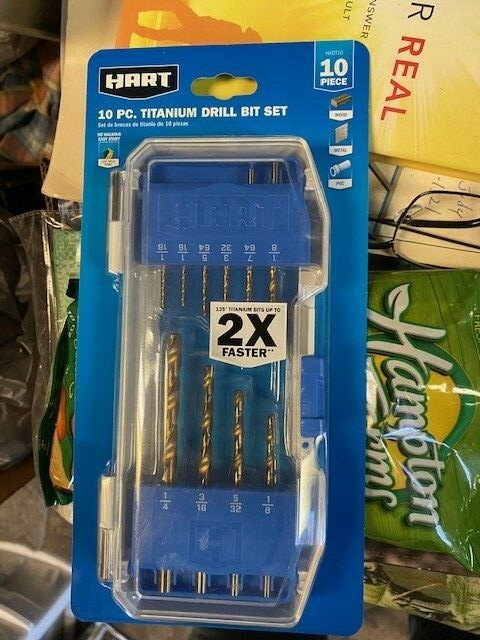 HART ASSORTED DRILL BIT SET 10 PC TITANIUM NEW IN PACK