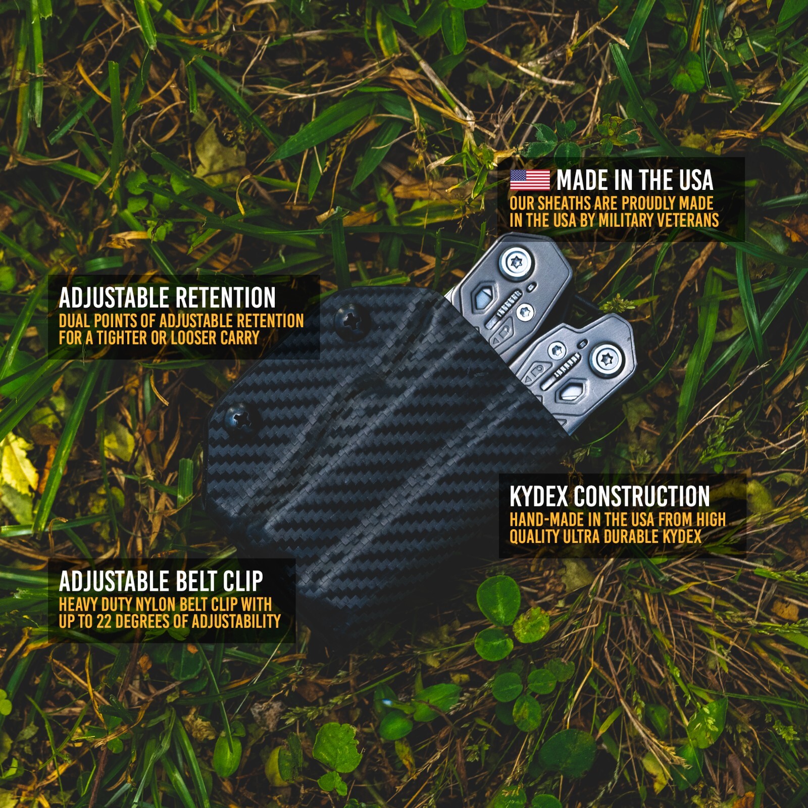 Clip & Carry Kydex Multitool Sheath – For the Gerber Truss- USA Made