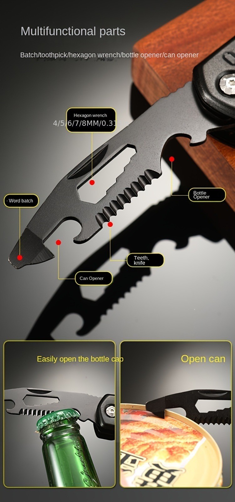 Outdoor Multi-Tool Hammer Wrench Emergency Escape Camping Folding Pliers