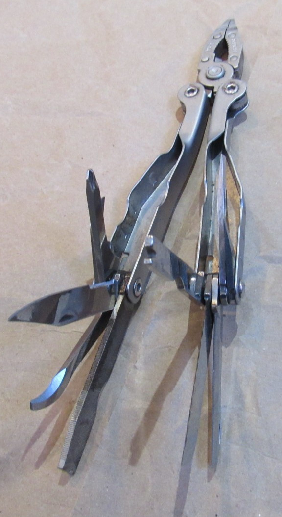 VTG Schrade Tough-Tool Multi-Tool Pliers Knife w/ Leather Sheath USA Made metal