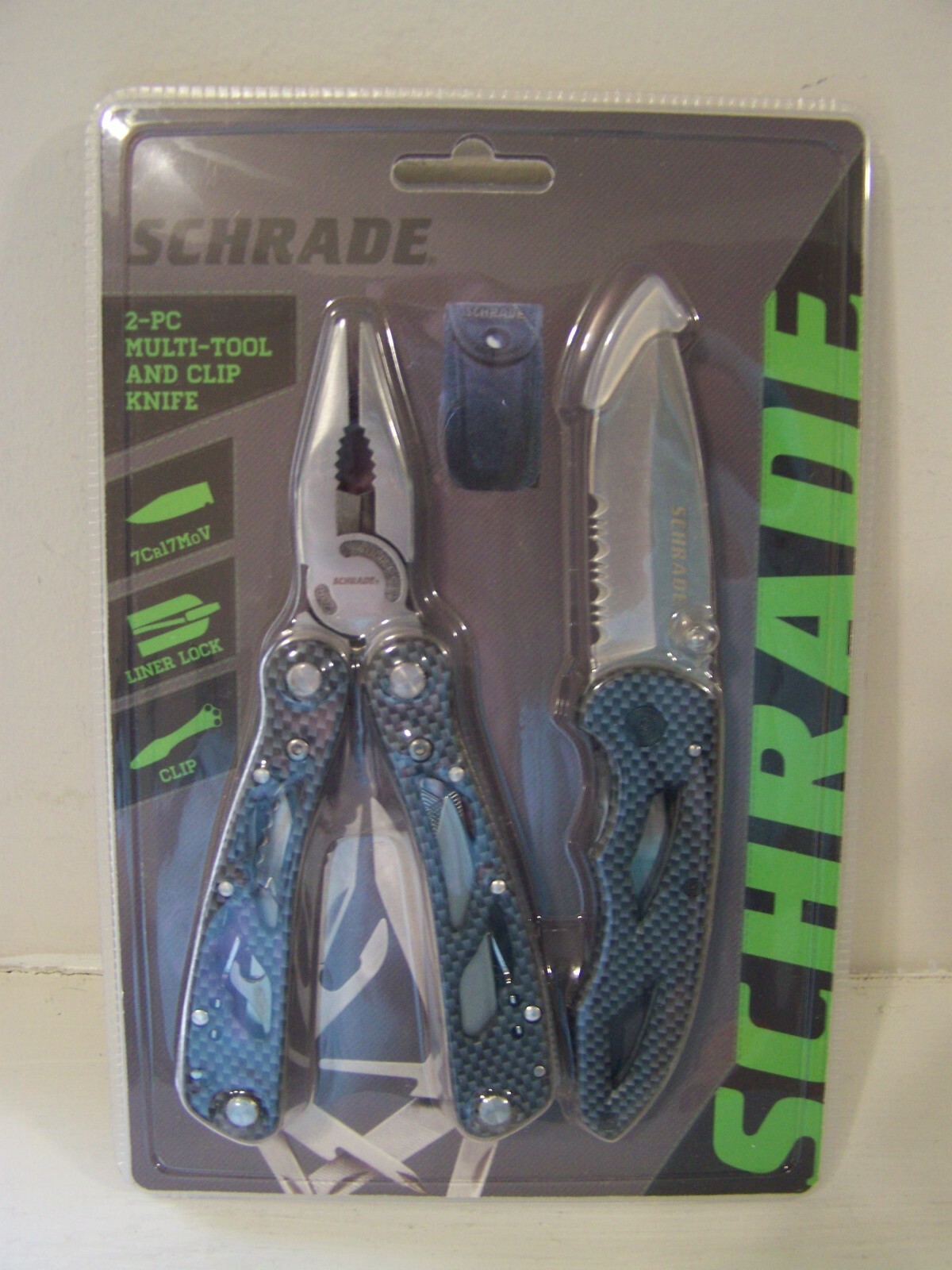 Schrade Tough Tool Black 7-in-1 Pocket Multi Tool w/ Nylon Sheath and clip knife