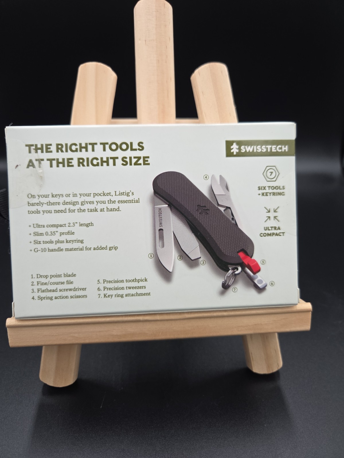 Swiss Tech Listig 7-in-1 Folding Multi-Tool, Compact Single Edge Pocket Knife