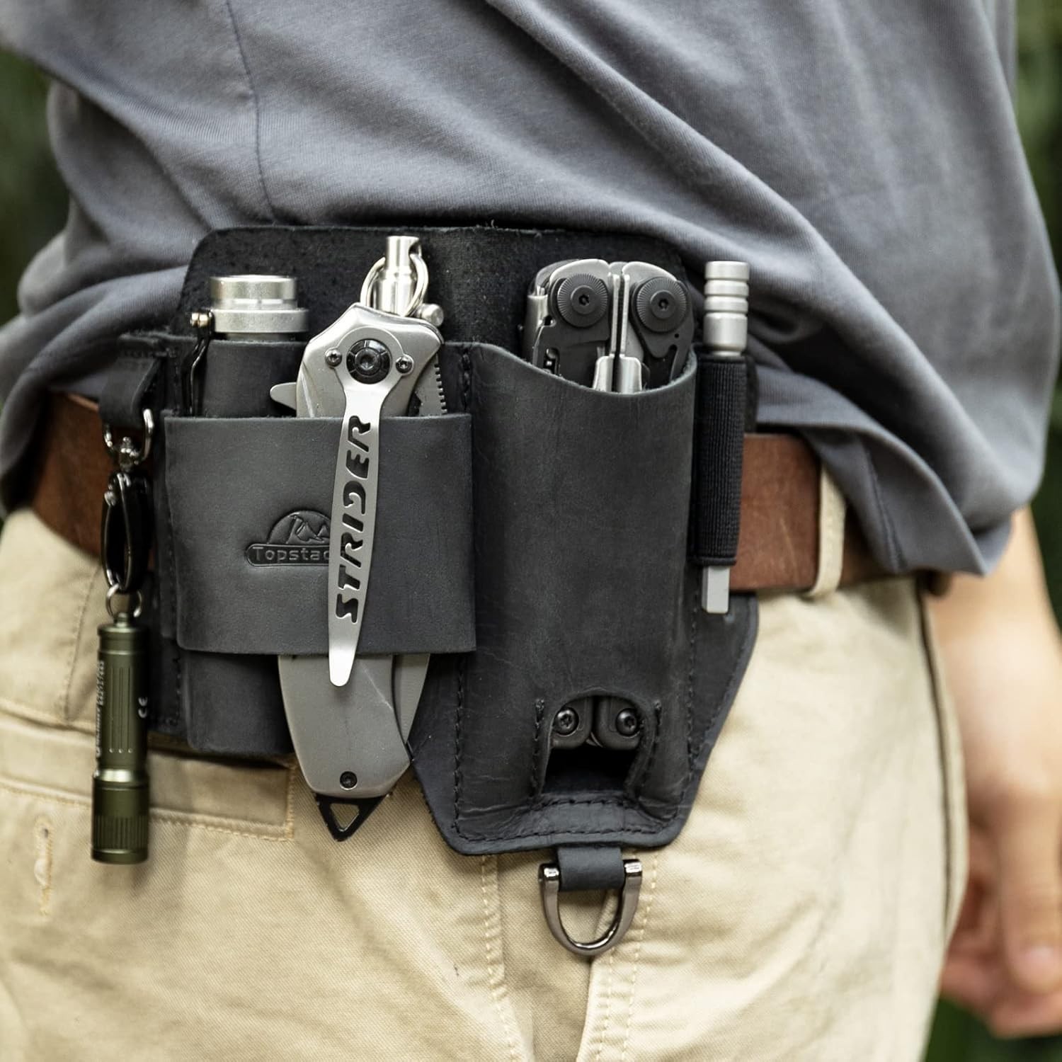Leather EDC Belt Organizer for Multitools & Accessories