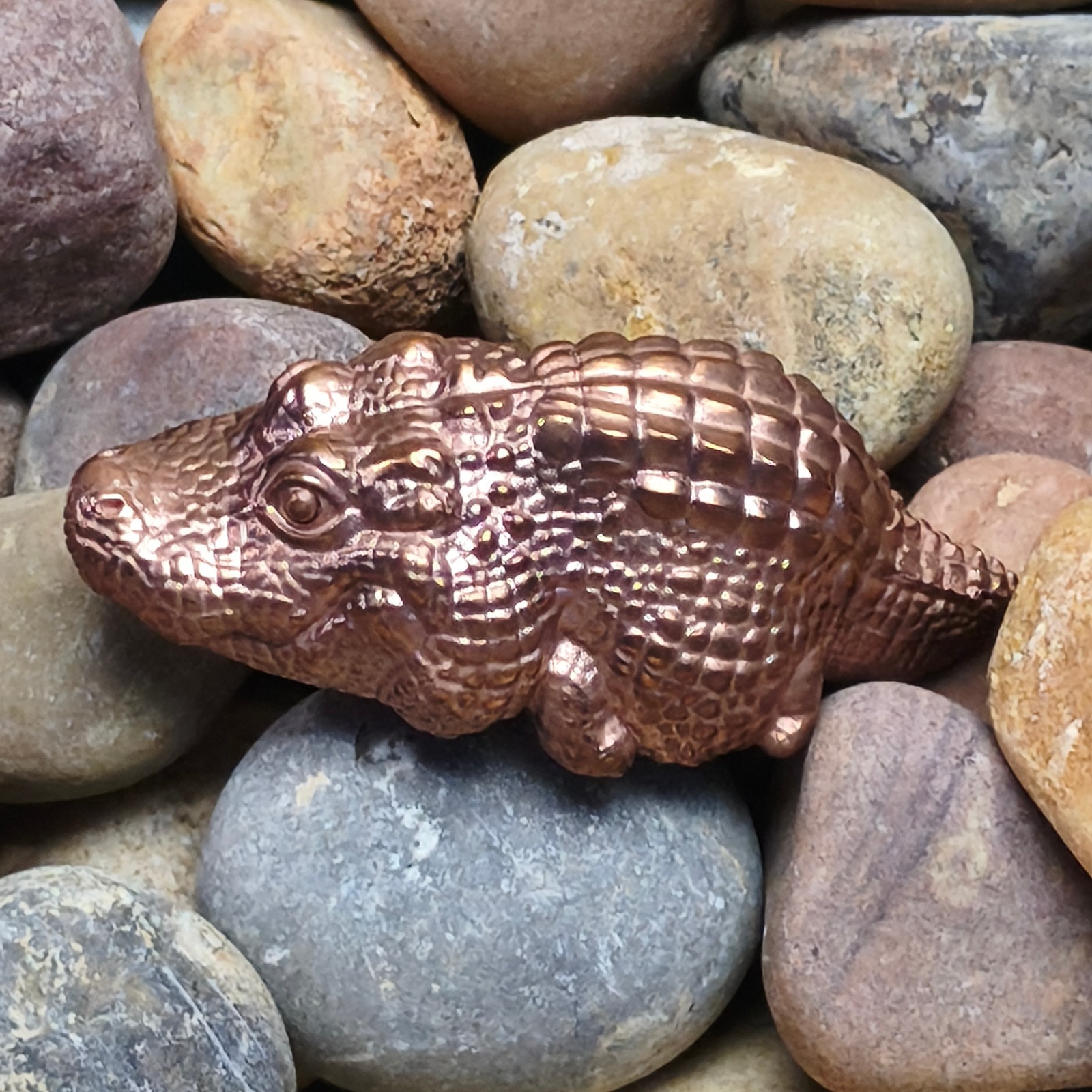 Purple copper Alligator Crocodile Gator ornament Solid handcraft statue reptile