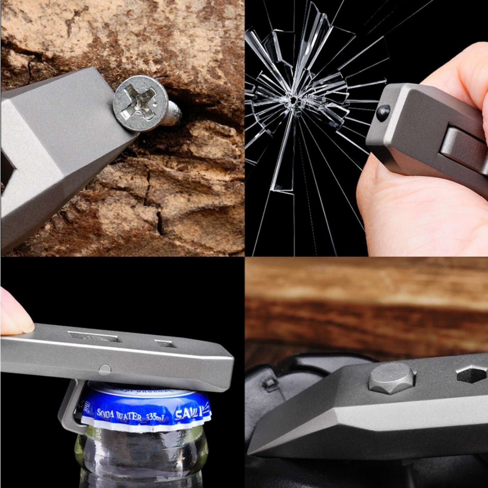 Titanium Alloy Pry Bar Multi-tool EDC Screwdriver Bottle Opener Nail Puller