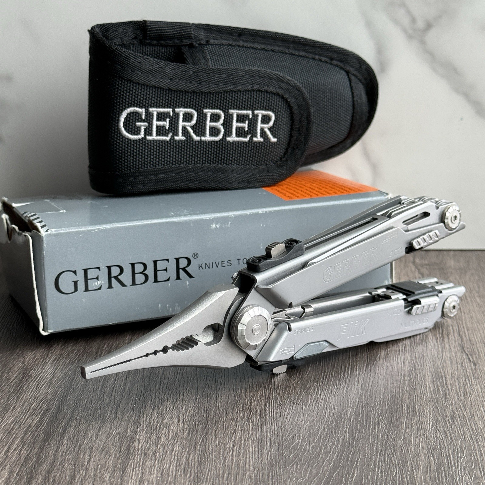Gerber FLIK Fisherman Multi Plier Gerber FLiK Fish with Extra Long Pliers In BOX
