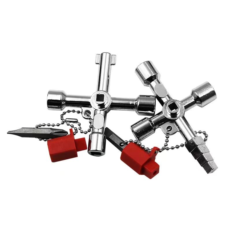 2pcs 4-in-1 Universal Utility Key, Zinc Alloy Plumber Electrical Tools, Durab…