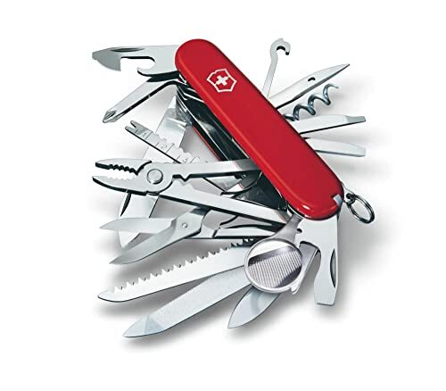 Victorinox Swisschamp Swiss Army Knife Red with Leather Case in Blister