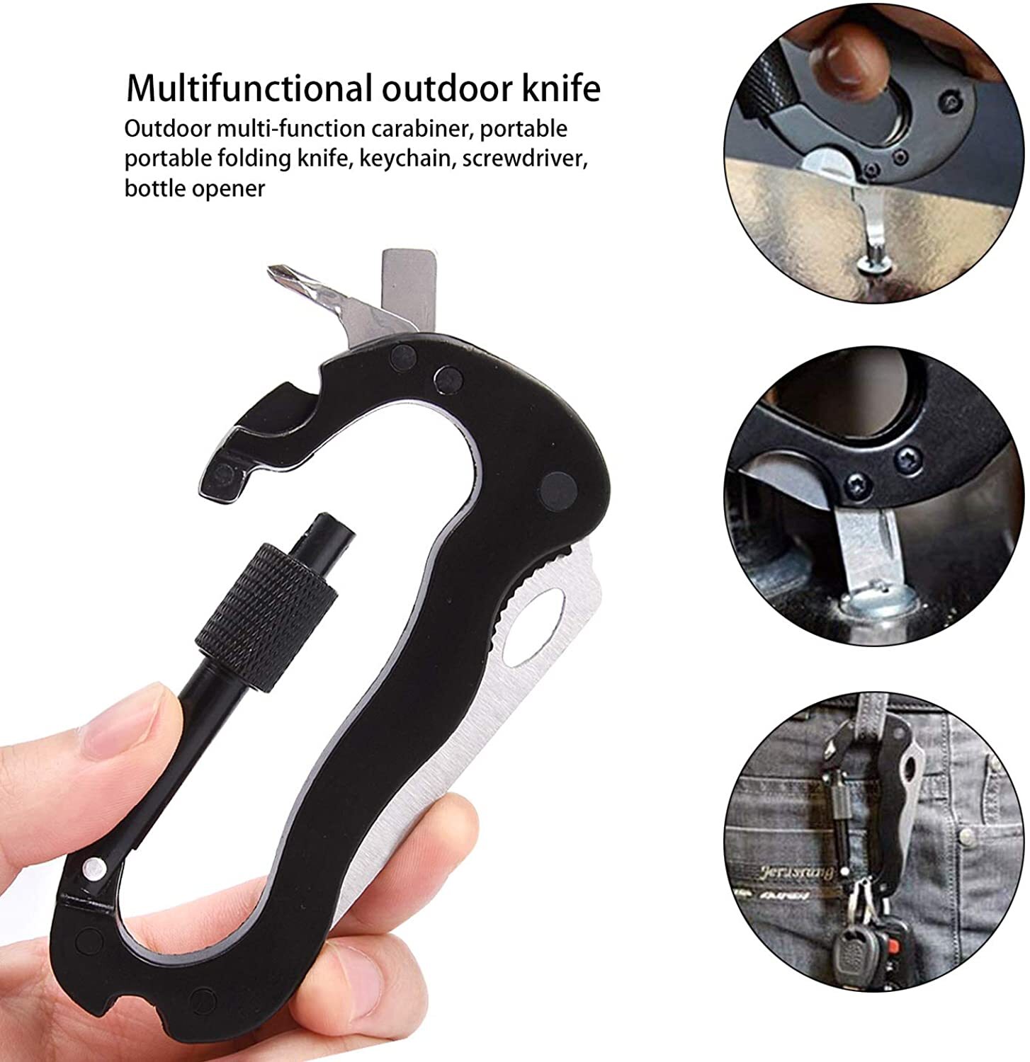 Multipurpose Outdoor Survival Portable Carabiner for Camping Hiking Hunting More