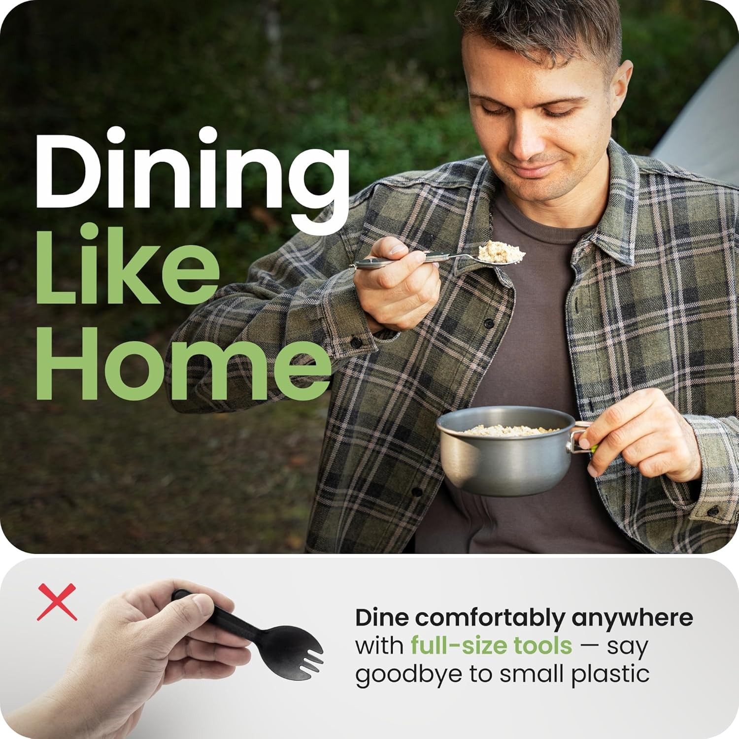 2 Pack Gray Orblue 4 in 1 Camping Stainless Steel Utensils Set