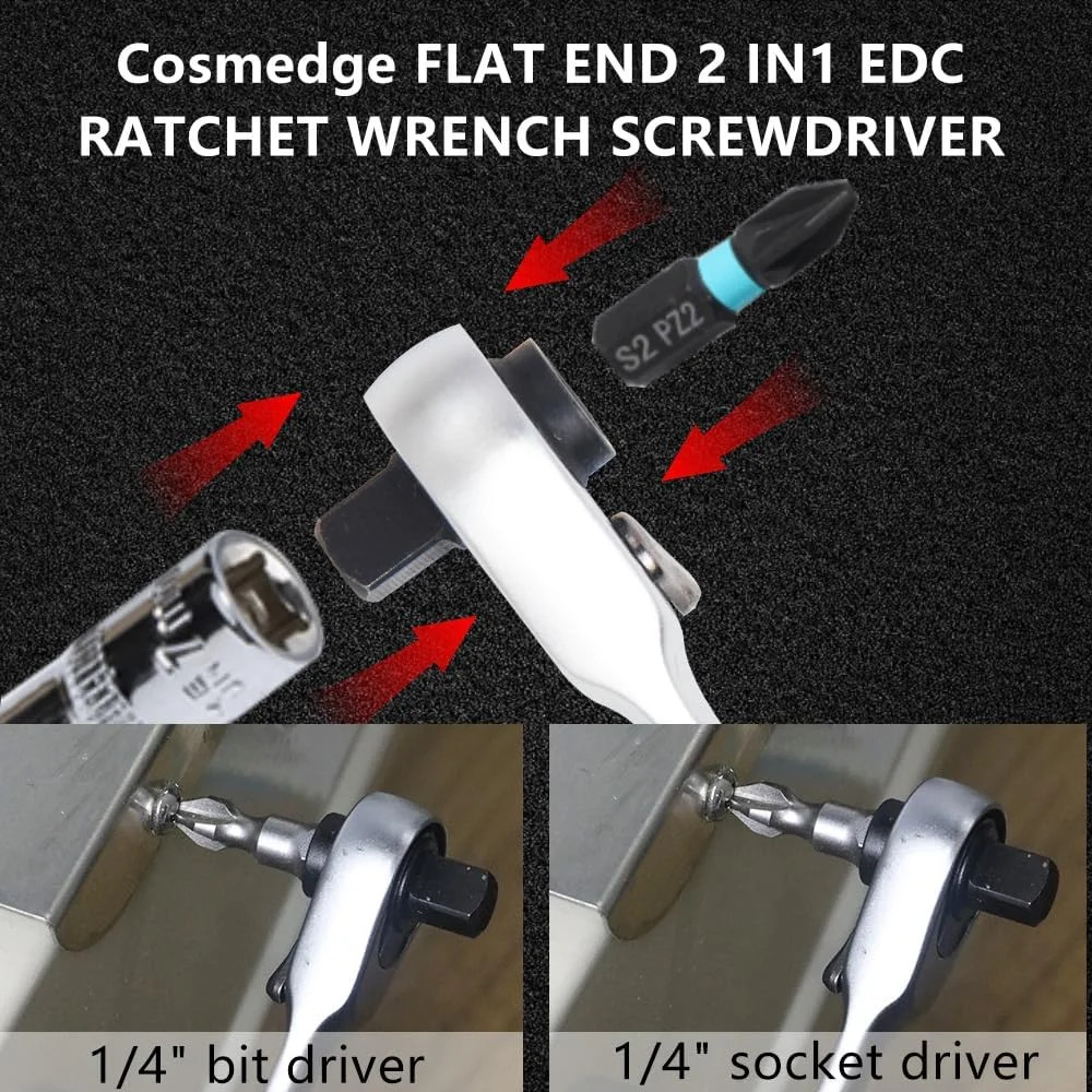 Flat End 2 in1 EDC Ratchet Wrench Screwdriver for LEATHERMAN Multitool Accessori