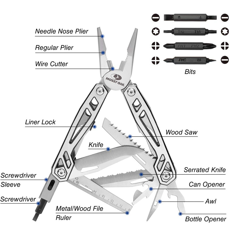 15-in-1/16-in-1/21-in-1 Multi-tool Pocket Knife Plier Set Safety Locking &Sheath