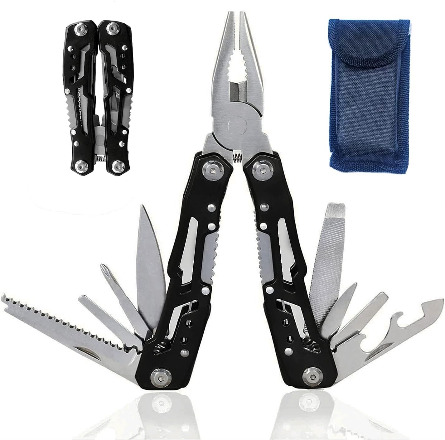 14-in-1 Stainless Steel Multi-Tool Pliers with Knife Screwdrivers & Nylon Sheath