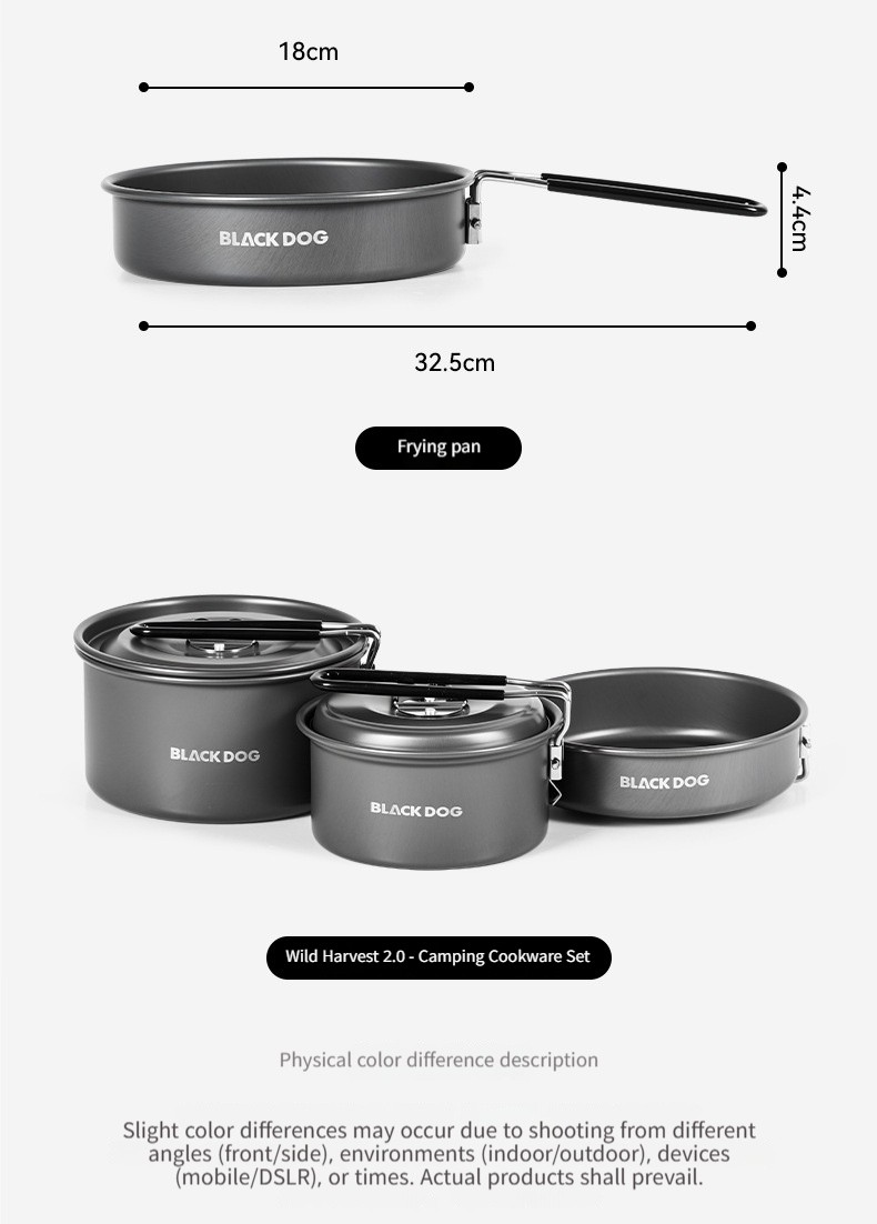Outdoor aluminum alloy camping pot equipment, complete set of cooking utensils