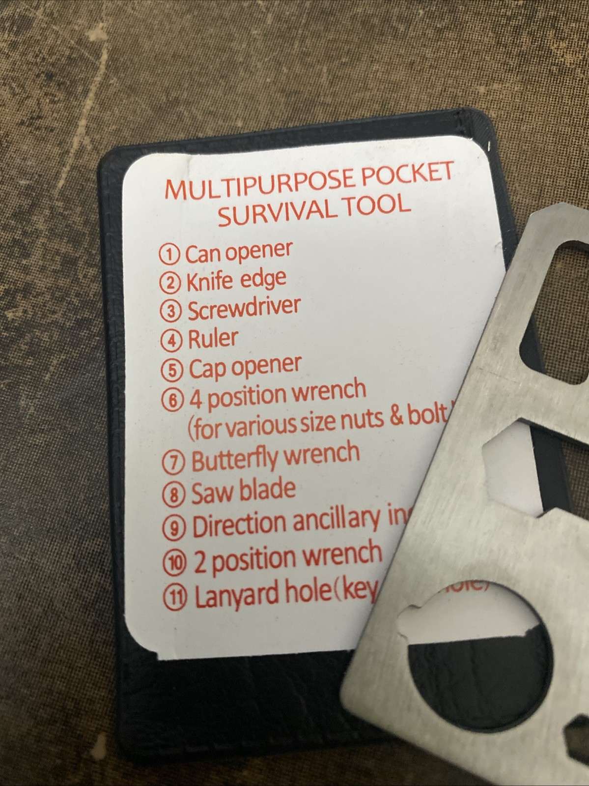 6 Pack- Outdoor Multifunction Card Survival Tactical Utility Hand Tools Pocket