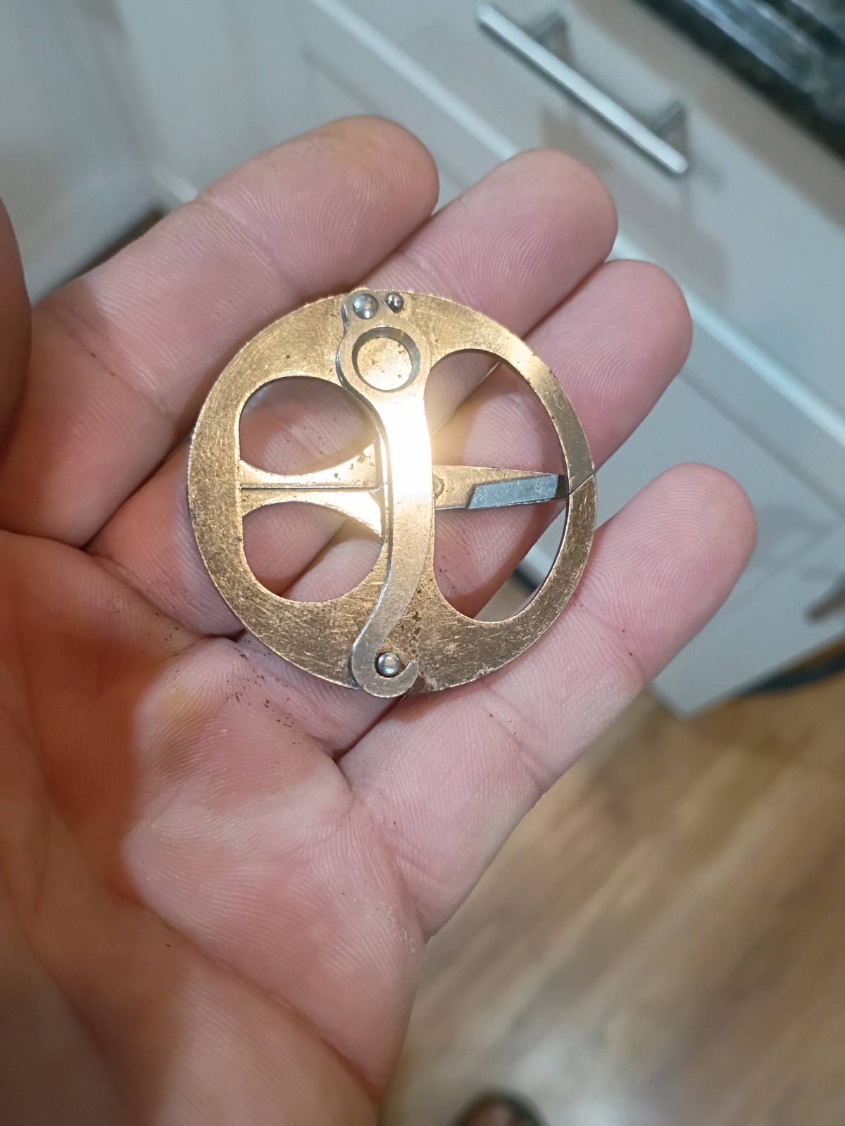 Antique Hesuah Folding Multi Tool Scissors Germany Pat: 1914 Puzzle Magic Disc.