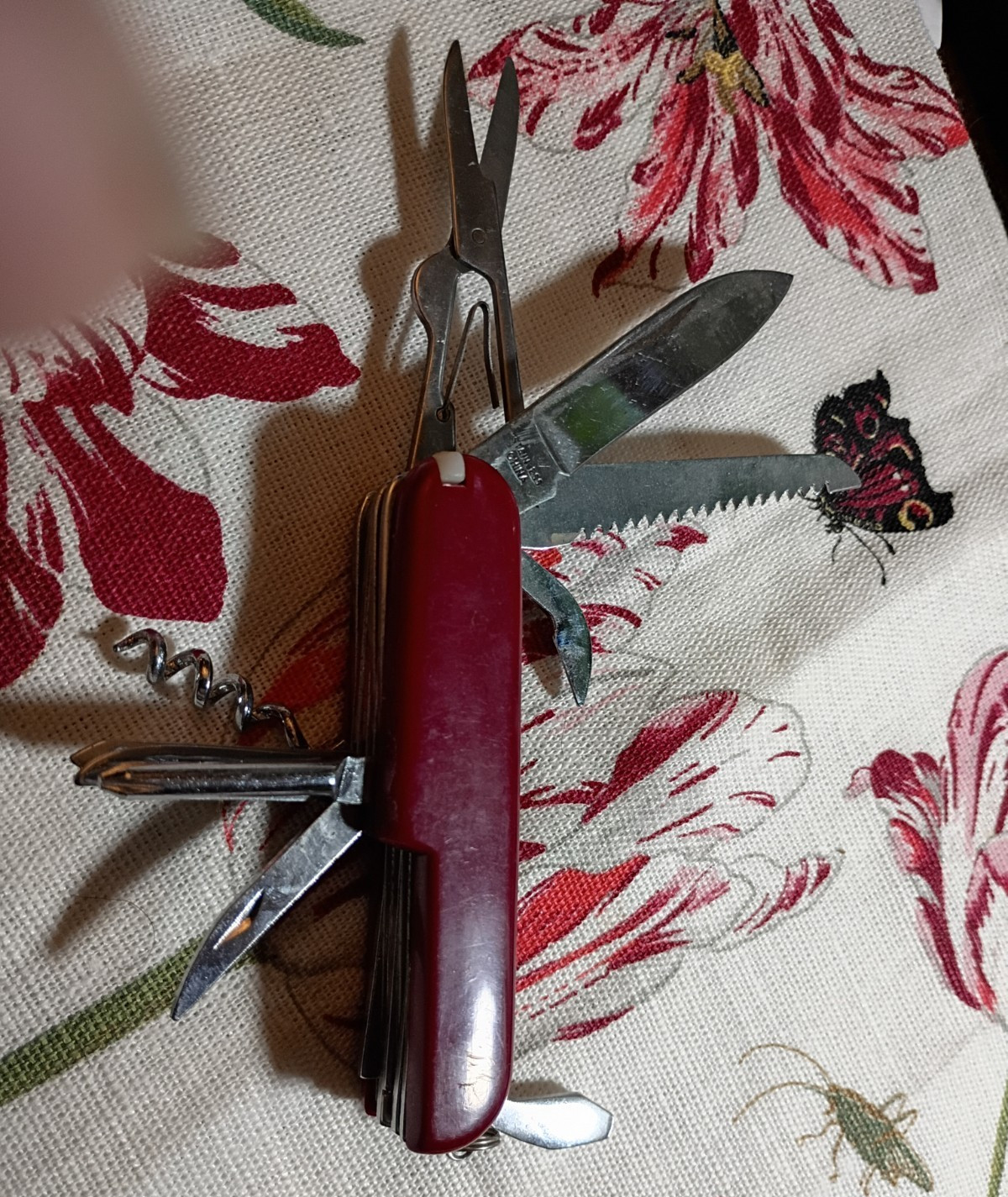 Swiss Army Style Red Multi-Tool Pocket Knife 12 Tools Scissors Saw Corkscrew