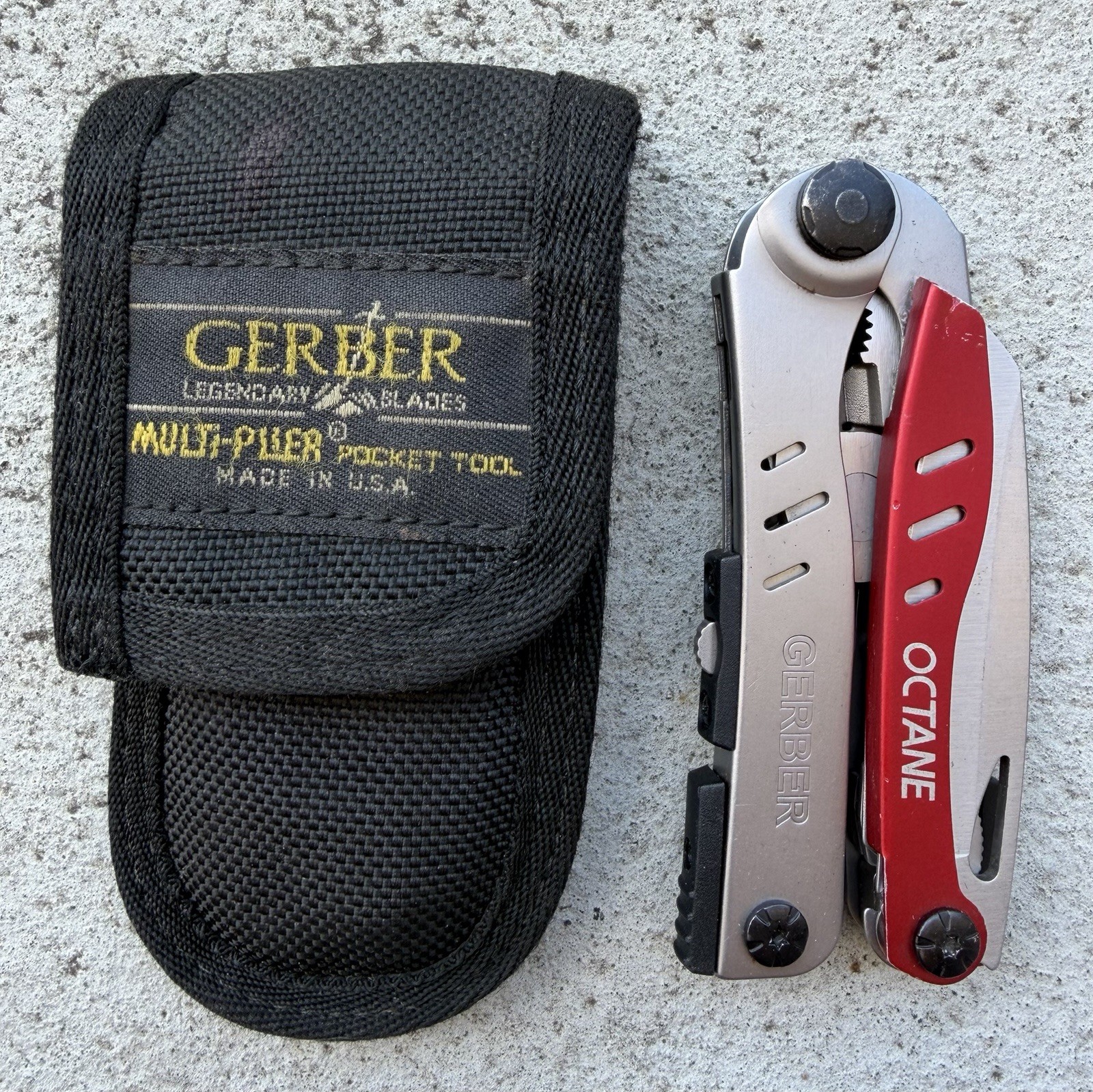 GERBER OCTANE RED/SILVER MULTI-PLIER MULTI TOOL IN SHEATH DISCONTINUED, RARE