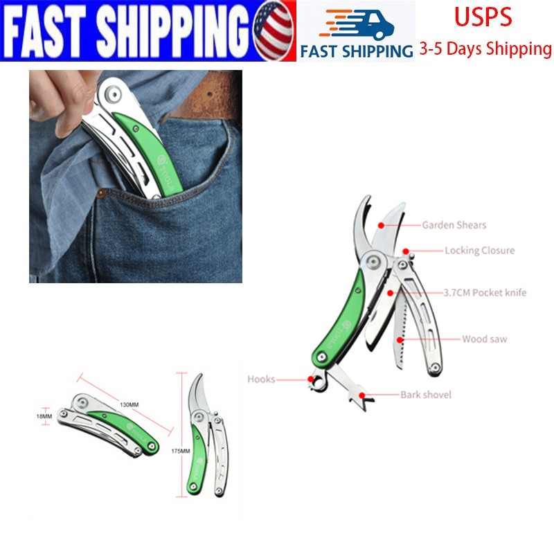 Stainless Steel Camping Folding Knife Multi Tool Pliers Outdoor Garden Scissors